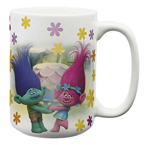 Zak! Designs Large Ceramic Mug with Trolls Graphics, 15 oz. Capacity