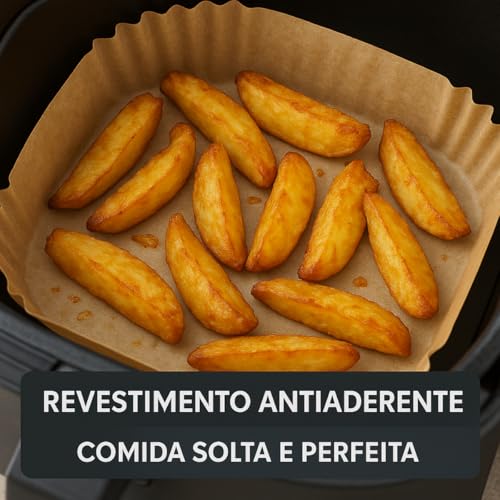 Forma Descartável para AirFryer Quadrada 20x20 Antiaderente Forro Protetor para Fritadeira sem Óleo Proteção contra Gordura Forminha para Air Fryer (150 Unidades)