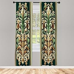 Ambesonne Leafy Art Curtains, Modern Illustration