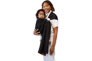 WildBird - Ring Sling Baby Carrier - Newborn to Up to 35 lbs - for Moms, Dads & Caregivers - 100% Natural European Linen Fibers - Versatile & Adjustable - 90” Size - Raven Fabric & Black Ring