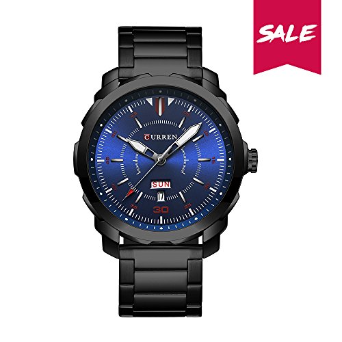 CURREN Men Watches Multifunctional Week Date Wristwatch Waterproof Sport Quartz-Watch Best Valentine's Day Gift for him8266 (red)