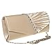Fashion Road Womens Pleated Crystal Evening Clutch Handbags Wedding Party Clutch Purse Apricot