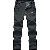 Gopune Men's Snow Ski Waterproof Softshell Pants Outdoor Windproof Warm Hiking Insulated Pants