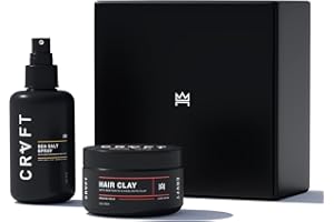 HAIR CRAFT CO. CRVFT Hair Clay 2.8oz + Sea Salt Spray 6oz Men's Bundle - Medium + Light Hold - Matte + Natural Finish - Volume + Texture + Prestyler - Stylist Approved - Scented