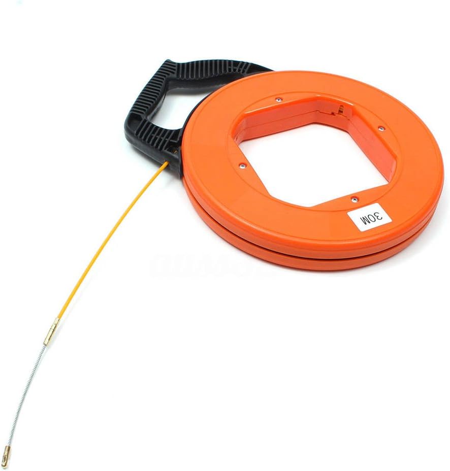 Ccioy 30Meter Fiberglass Fish Tape Reel Puller Conduit Ducting Rodder Pulling Wire Cable Fishing Tool