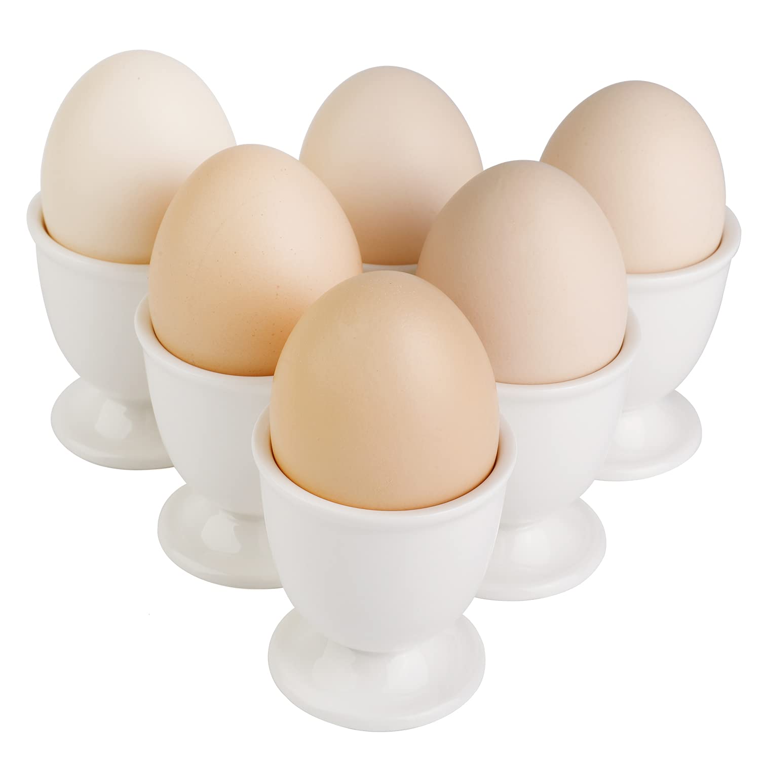 Ceramic Soft Hard Boiled Egg Cups Holder Set of 6 for Breakfast Brunch Soft Boiled Egg Holder