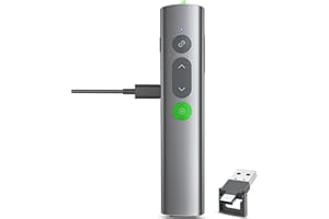 UBUYONE Wireless Presentation Clicker PowerPoint Remote: USB C A Presenter PPT Power Point Google Slide Advancer with Green Laser Pointer Smart Board Clicker for Computer Laptop Mac Projector Office Classroom