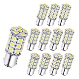 YINTATECH 12x BA15D 1076 LED Light Bulbs White for Car RV Trailer Motorhome Camper Tail Marine Boat 1004 1142 1130 1176 Super Bright, 12V DC, 5050 27SMD