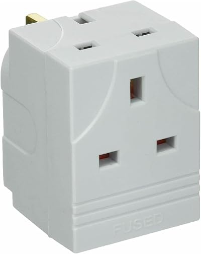 Invero 3 Way Multi Socket Plug Splitter Adapter 13A Fuse UK Mains Wall Power