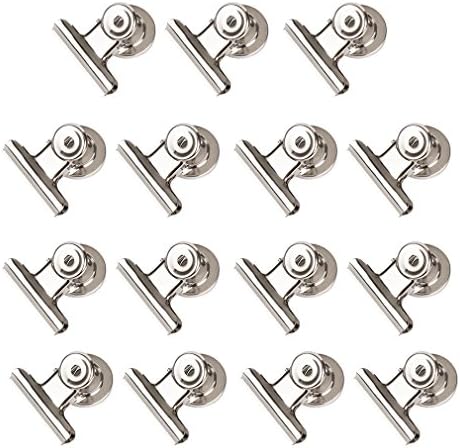 SuPoo Refrigerator Magnet Clips, 15 Pcs Strong Refrigerator Magnet Hook Clips with Scratch Resistant Black Flannelette for Fridge Magnets, Office Magnets, Calendar Magnets, 38mm Wide, Pack of 15