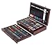 ZagGit 143 Piece Deluxe Art Supplies Set in Portable Wooden Case | Crayons, Oil Pastels, Colored Pencils, Watercolor Cakes, Sharpener, Sandpaper & Much More!