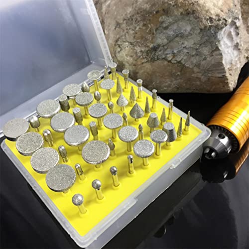 CNQLIS 50 Pcs 1/8 Inch Diamond Burr Set Coated Grinding Stone Carving