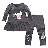 Aikobaby Baby Girls Cute Outfits Polka Dot Long Sleeve 2pcs Tops & Legging Pants Children Clothes 2t-5t