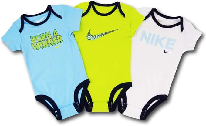 Amazon Co Jp Nike ナイキ ベビー ロンパース 3点セット Baby Romper 3 Piece Set アイスブルー黄緑白 3 6m 3 6ヶ月頃 65 70cm 並行輸入品 服 ファッション小物