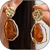 Chunky Statement Earrings for Women,Large Gold Crystal Dangle Earrings,Big Acrylic Earrings Inlaid Jewelry
