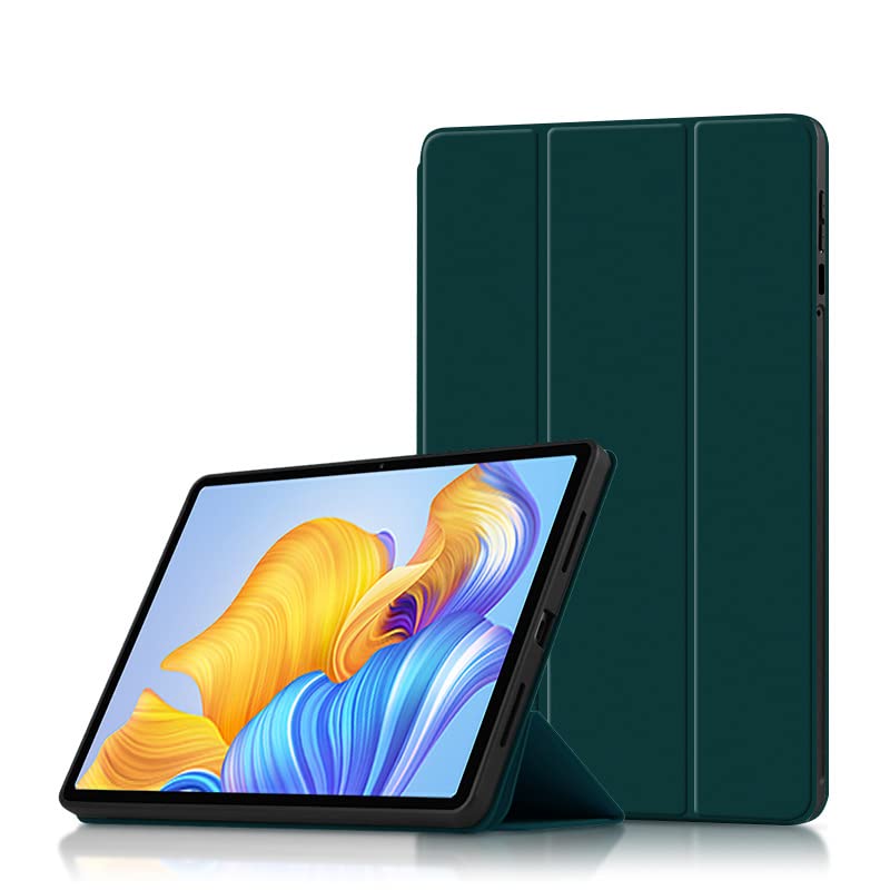 INSOLKIDON Compatible with Case for HONOR Pad 8 12-inch tablet, Ultra Slim Lightweight TPU leather Cover Case with Stand Tablet case Shockproof Rugged Armoured Case (Dark green)