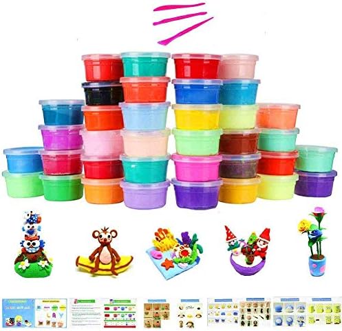 GSYXY Air Dry Clay, 36 Colors Ultra Light Modeling Soft Clay Set, Modeling Dough with Project Booklet, Best DIY Educational Creative Gift for Kids (36)
