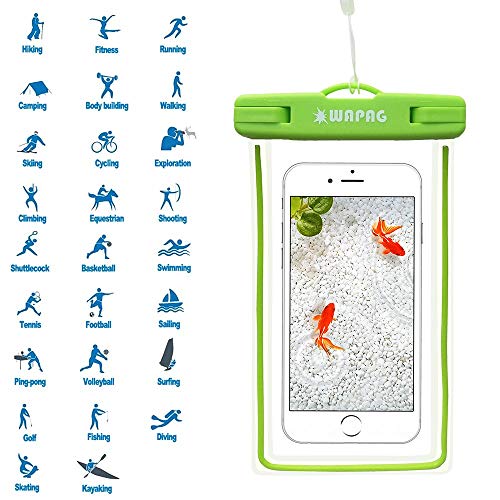 WAPAG Waterproof Phone Pouch, Waterproof Phone Bag Compatible with iPhone 7 6s 6 5 5s Galaxy s9 Huawei, Dirt Snow Dust Proof Cell Phone Case for Beach Swimming Kayaking Boating Skiing (Green1) - Thumbnail 4