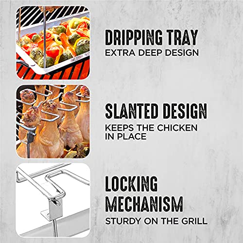 Grill Champ Chicken Leg Rack for Grill, BBQ & Smoker Stainless Steel