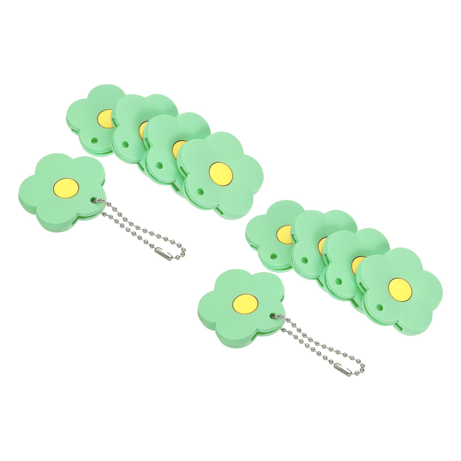 PATIKIL Key Caps Covers, 10 Pack Flower Keys Ring Coding Tags Identifiers PVC Case Shell Protector for Office House Apartment, Green