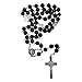 TALISMAN4U Black Glass Rosary Beads CATHOLIC NECKLACE for Men Saint Benedict Medal & Cross Crucifix in Gift Box