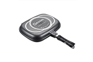 YUMTTY Dini Double-Sided Frying Pan, 32cm/12.6in BBQ Grill Pan, Double Side Prure Cooking Grill Pan, Portable Grill Pot for H