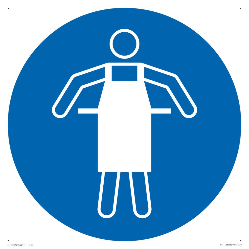 Viking Signs Mandatory: Use protective apron Sign - 300x300mm - S30, Blue/White