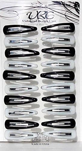 20 Girls Black & White Metal Clip Snap Hair Clips Tic Tac Barrettes Good Quality