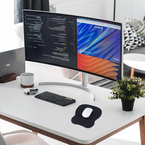 EooCoo Ergonomic Mouse Pad with Wrist Support, Mousepad with Memory Foam Wrist Rest and Non-Slip Base for Computer, Cafe, Home & Office, 9.64 x 8.26 in Office Desk Accessories, Black