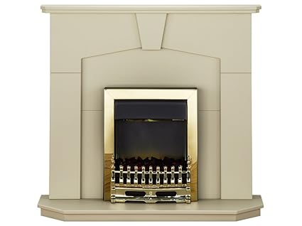 The Abbey Traditional Electric Fireplace With Adam Ribbon Brass