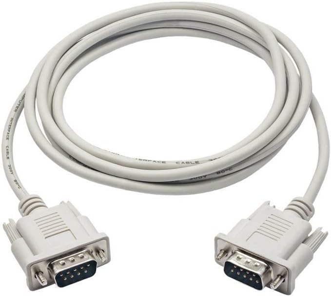 AKYGA AK-CO-03 RS-232 Cable DB9 D-Sub 9-Pin Adapter Male to Male 2 m, White, 2 meters