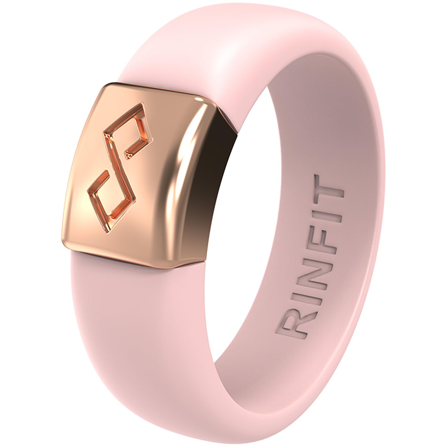 Rinfit Silicone Rings for Women 6mm Wide & Men 7mm Wide, 2mm Thick - Silicone Wedding Bands- Infinity Ring with Metal Plate - Patented Design, Size 5, Silicone, No Gemstone