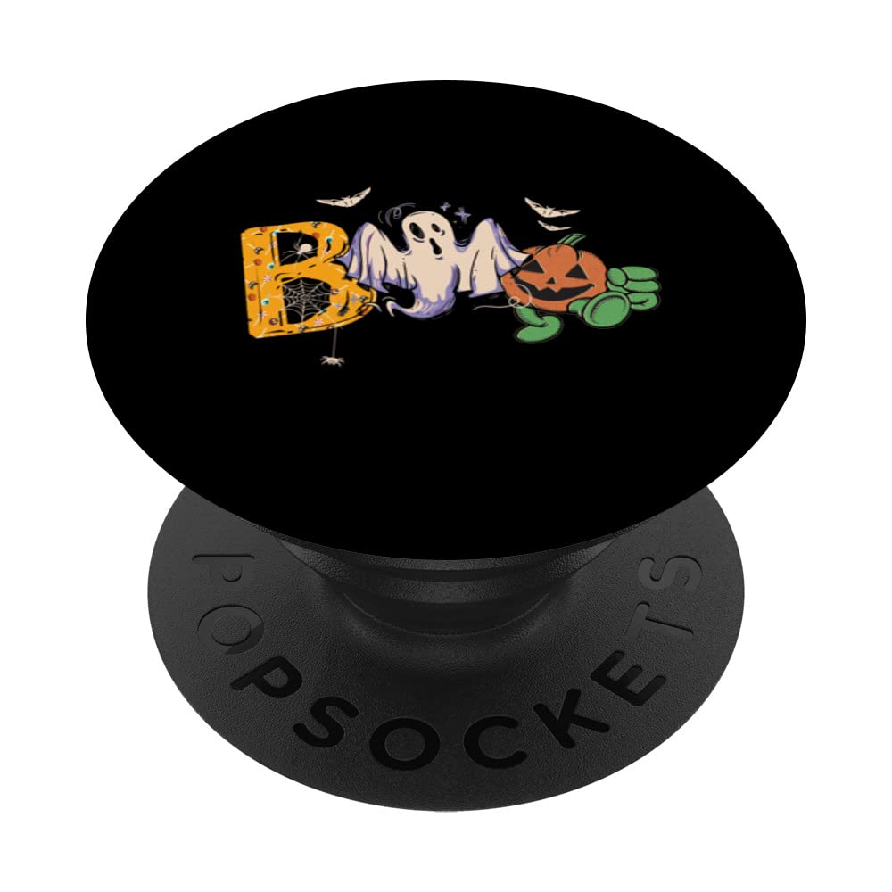Boo Halloween Bat Pumpkin Ghost And Spiders PopSockets Swappable PopGrip