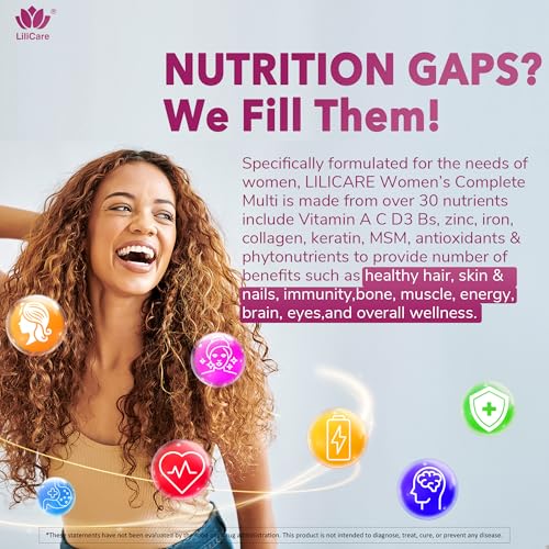 Womens Multivitamin Gummy, Methylated Multivitamin for Women, Biotin, Methylfolate, Iron, Collagen, Vitamins A C D, B Complex, Antioxidants for Women's Daily Support, Beauty, Immune, No Sugar, 60 Cts
