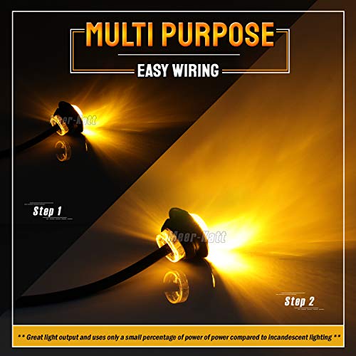 image for Meerkatt (Pack of 10) 3/4 Inch Round Amber Mini Side Marker Lights Fen