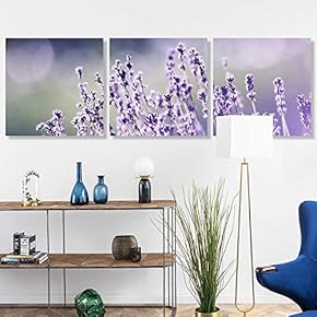 3 Panel Romantic Lavender Pictures Home Wall for...