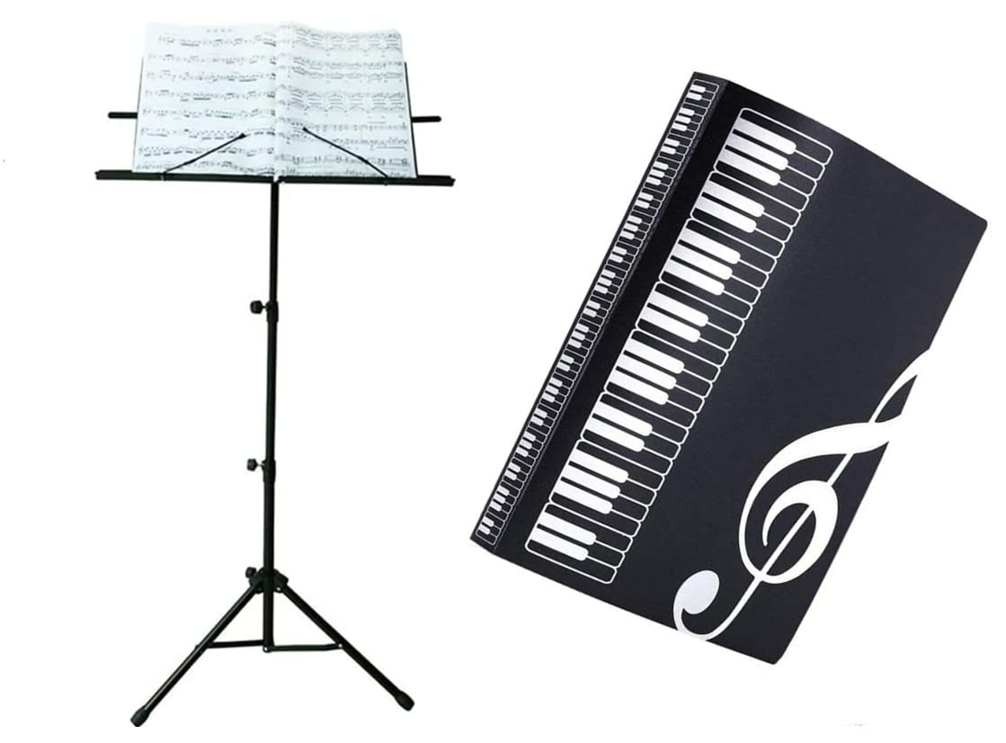 LYTIVAGEN A4 Size Music Folder Piano Music Score Folder Waterproof Music File Folder 40 Pockets Sheet Storage Folder Music Sheet Folder for Sheet Music Choir Chorus Piano Sheet Music Folder (Black)