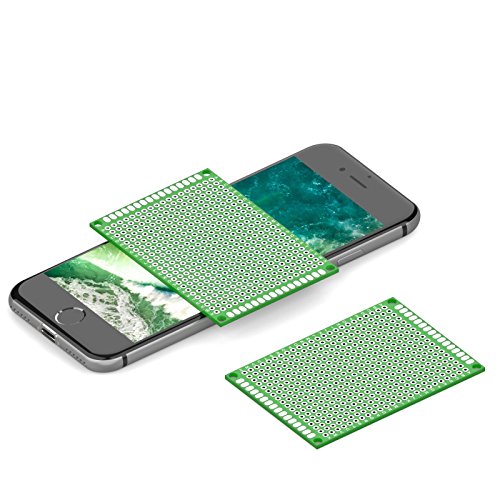 DIYhz Double Sided PCB Prototype Board Kit for DIY Universal PCB Printed Circuit Board Prototype Kit for DIY Soldering Experiment and Electronic Designing 5x7cm 10Pcs - Thumbnail 4