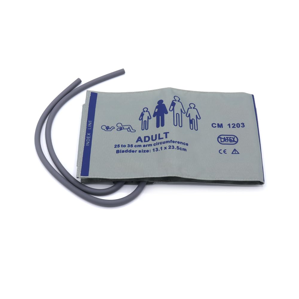 Universal NIBP Cuff, 27-35 cm Dual Tubes Reusable Nylon Gray Brown Replacement Blood Pressure Cuff, No BP Connector