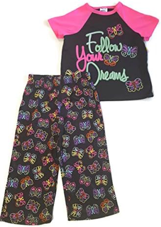 Girls Night Life Pajamas Sleepwear (Medium 7/8, Butterflies)