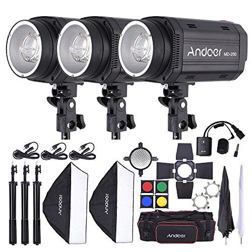 image for Andoer MD-250 750W (250W x 3) Studio Strobe Flash Light Kit with Light