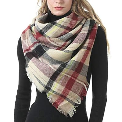WinChange Scarfs for Women Plaid Blanket-Women's Plaid Blanket Winter Scarf Warm Cozy Tartan Wrap Oversized Shawl Cape WinChange Scarfs for Women Plaid Blanket-Women's Plaid Blanket Winter Scarf Warm Cozy Tartan Wrap Oversized Shawl Cape