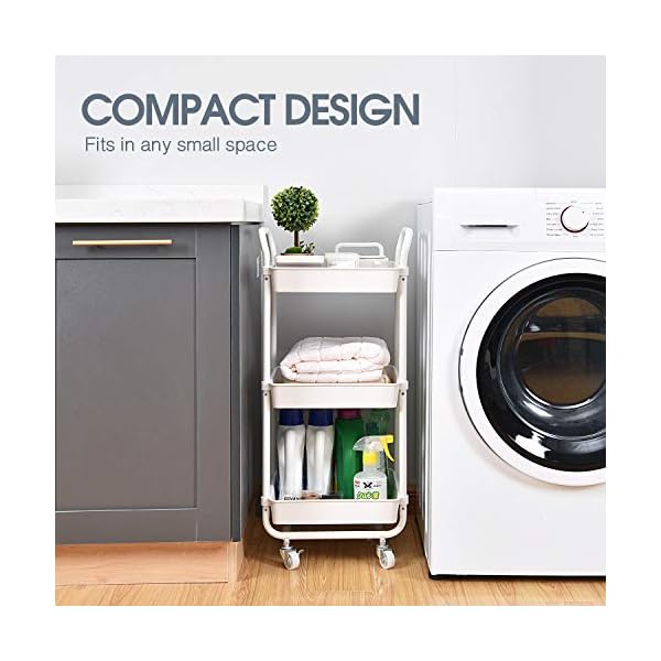 kingrack-Storage-Trolley3-tiers-Rolling-Cartkitchen-trolleyOrganisation-Cart-with-WheelsUtility-CartRolling-TrolleyShelving-Unit-Storage-Rack-Fruit-Vegetable-Rack-Organiser-Cart-WKUK131143 KINGRACK 3-Tier Rolling Storage Trolley, Kitchen Cart with Wheels, Organization Cart for Utilization, Shelving Unit…