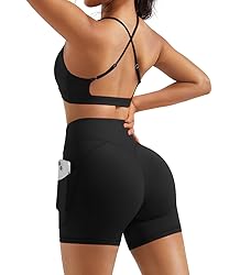 OMKAGI 2 Piece Workout Sets for Women Open Back