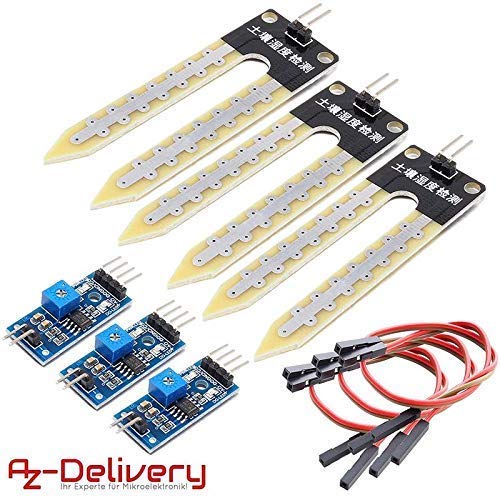 AZDelivery ????? 3 x Bodenfeuchtesensor Hygrometer Boden Feuchtigkeit Module für Arduino mit gratis eBook!