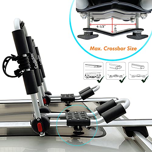 Codinter Kayak Roof Rack, Aluminum Kayak Carrier Folding Canoe Kayak J Racks for Roof Rack