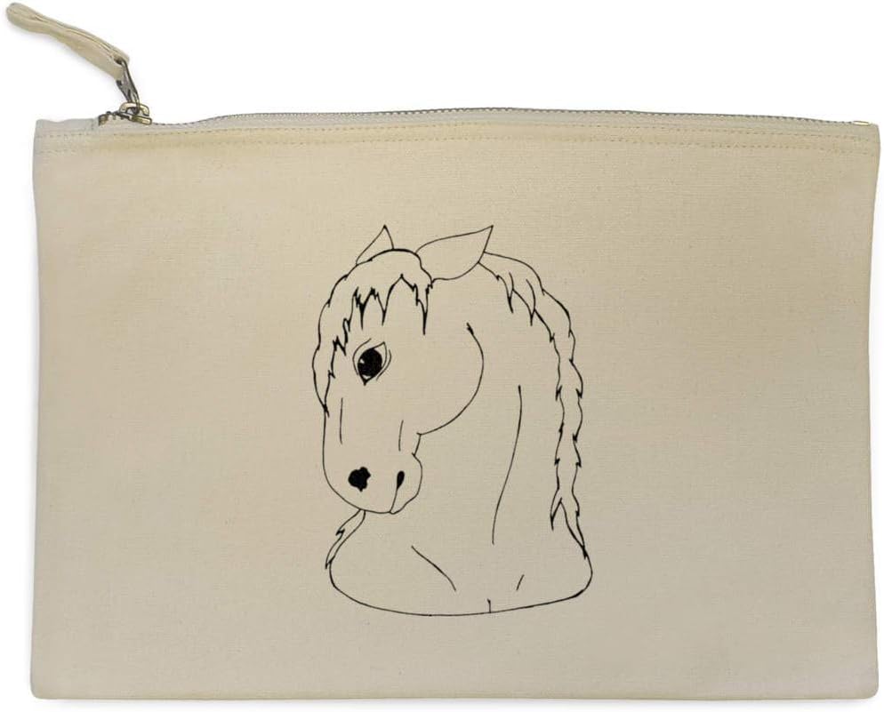 'Horse Head' Canvas Clutch Bag / Accessory Case (CL00017344)