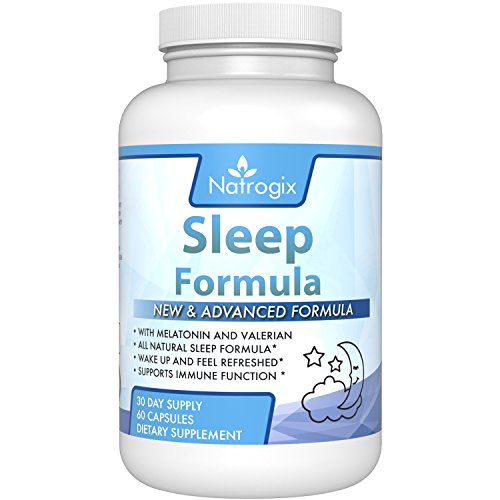 Natrogix 5-HTP & Melatonin & Valerian Sleep Formula - Powerful Blend Ingredients Aid Sleep, Promote Natural Sleep Cycle, Wake Up Refreshed, Support Immune Function, Made in USA (60 Capsules).