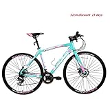 BAVEL Ultra Light Aluminum 21 Speed 700C Road Bike Racing Bicycle Shimano 48cm/54cm (green + white, 51)