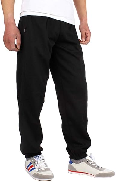mens open hem joggers with zip pockets